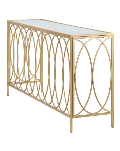 Console arc simili marbre doré/crème - 160x40x79 cm