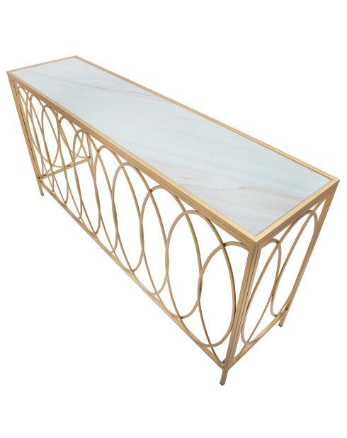 Console arc simili marbre doré/crème - 160x40x79 cm