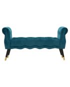 Banc en bois et velours paris bleu/doré/noir - 120x40x60 cm