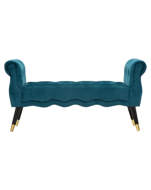 Banc en bois et velours paris bleu/doré/noir - 120x40x60 cm