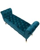 Banc en bois et velours paris bleu/doré/noir - 120x40x60 cm