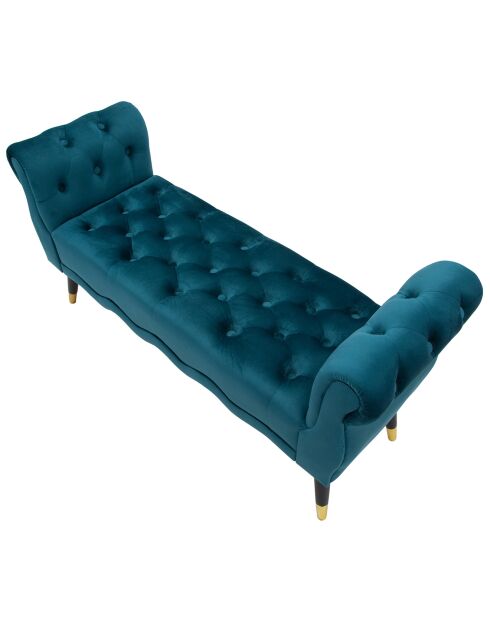 Banc en bois et velours paris bleu/doré/noir - 120x40x60 cm