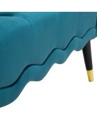 Banc en bois et velours paris bleu/doré/noir - 120x40x60 cm