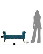 Banc en bois et velours paris bleu/doré/noir - 120x40x60 cm