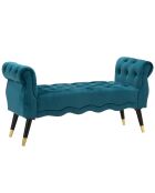 Banc en bois et velours paris bleu/doré/noir - 120x40x60 cm