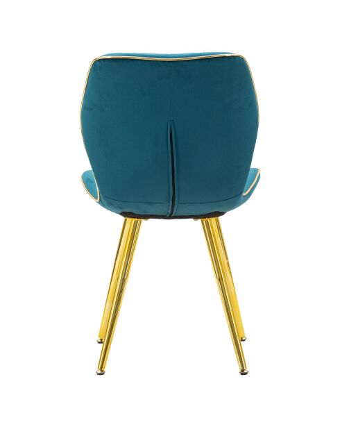 2 Chaises tapissées en velours space bleu/doré - 46x58x77 cm