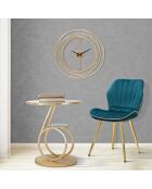 2 Chaises tapissées en velours space bleu/doré - 46x58x77 cm