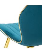 2 Chaises tapissées en velours space bleu/doré - 46x58x77 cm