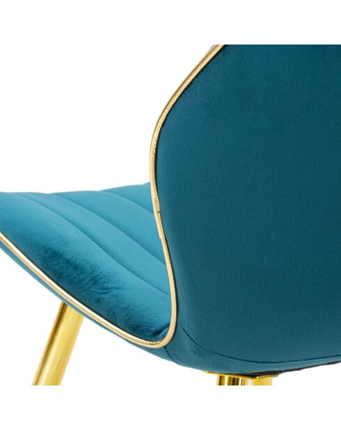 2 Chaises tapissées en velours space bleu/doré - 46x58x77 cm