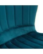 2 Chaises tapissées en velours space bleu/doré - 46x58x77 cm
