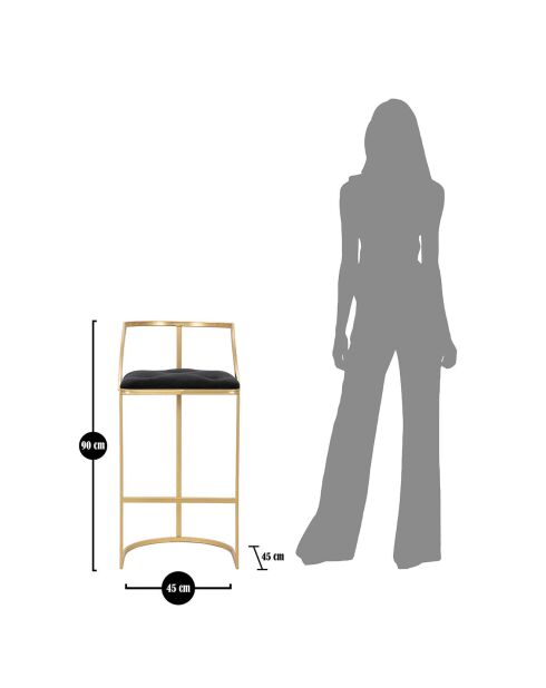 Sgabello da bar Istanbul in metallo dorato/nero - D.45x90 cm