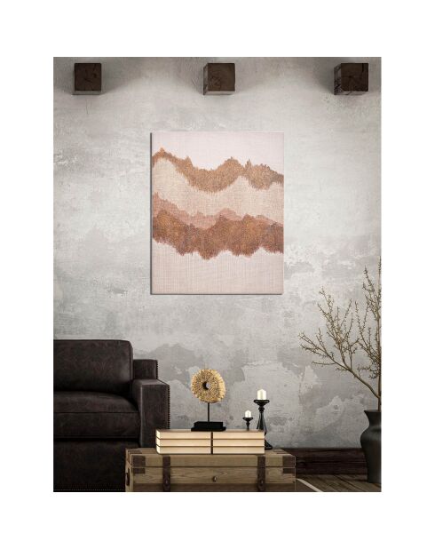 Peinture sur toile avec cadre en bois browny multicolore - 80x3.7x100 cm