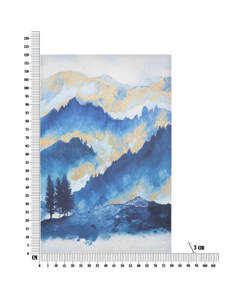 Canvasprint met impressionistische houten lijst meerkleurige bergboom - 80x3x120 cm