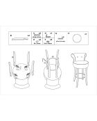 Tabouret de bar rond luxy gris - 46x48x96 cm