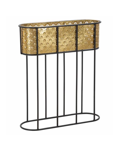Maceta ovalada de metal dorado/negro - 60x20x70 cm