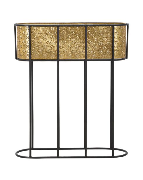 Maceta ovalada de metal dorado/negro - 60x20x70 cm