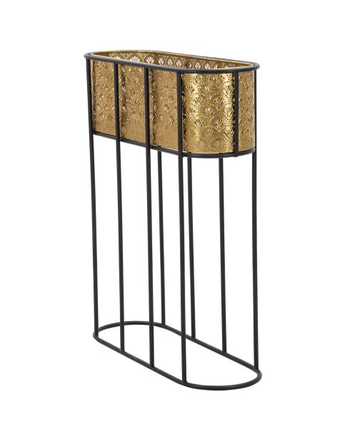 Maceta ovalada de metal dorado/negro - 60x20x70 cm