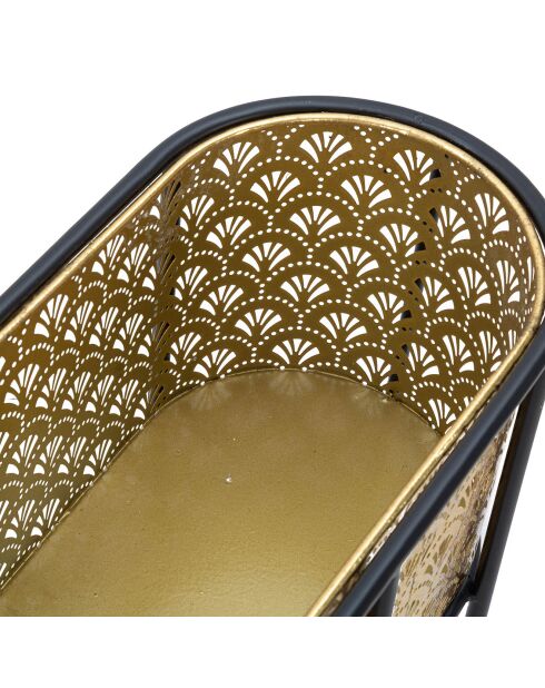 Maceta ovalada de metal dorado/negro - 60x20x70 cm