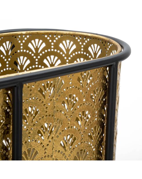 Maceta ovalada de metal dorado/negro - 60x20x70 cm