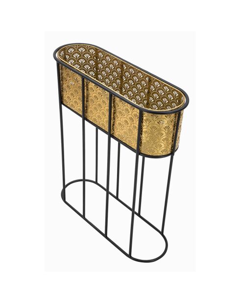 Maceta ovalada de metal dorado/negro - 60x20x70 cm