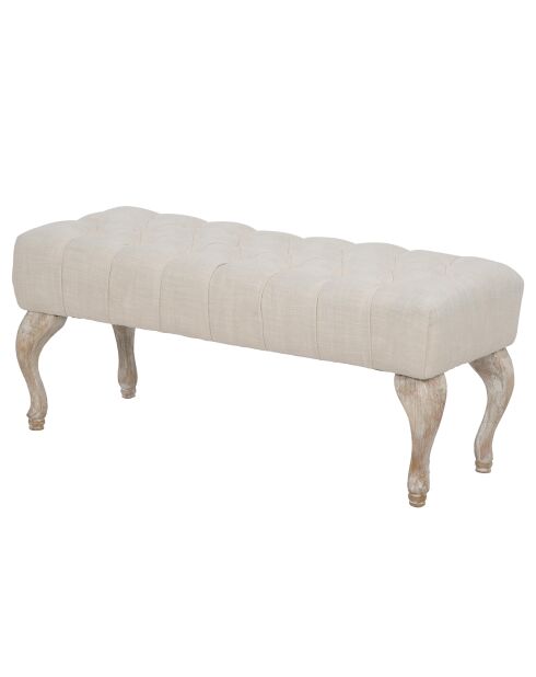 Banc en bois et tissu provenza marron/beige - 97x42x40 cm