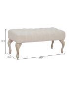 Banc en bois et tissu provenza marron/beige - 97x42x40 cm