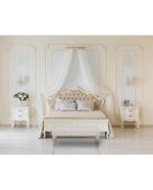 Banc en bois et tissu provenza marron/beige - 97x42x40 cm
