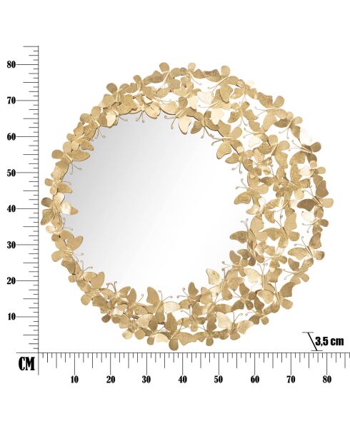 Miroir mural butterfly wind doré - D.81.5X3.5 cm