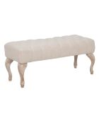 Banc en bois et tissu provenza marron/beige - 97x42x40 cm