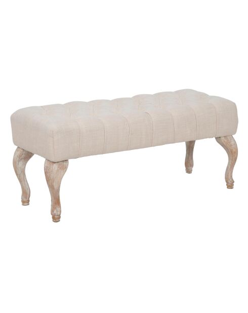 Banc en bois et tissu provenza marron/beige - 97x42x40 cm