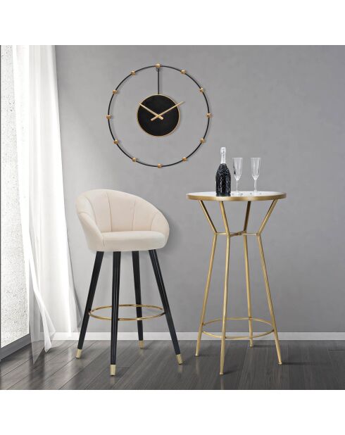 Tabouret de bar prague  crème/doré/noir - 55x56x104 cm