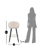 Tabouret de bar prague  crème/doré/noir - 55x56x104 cm