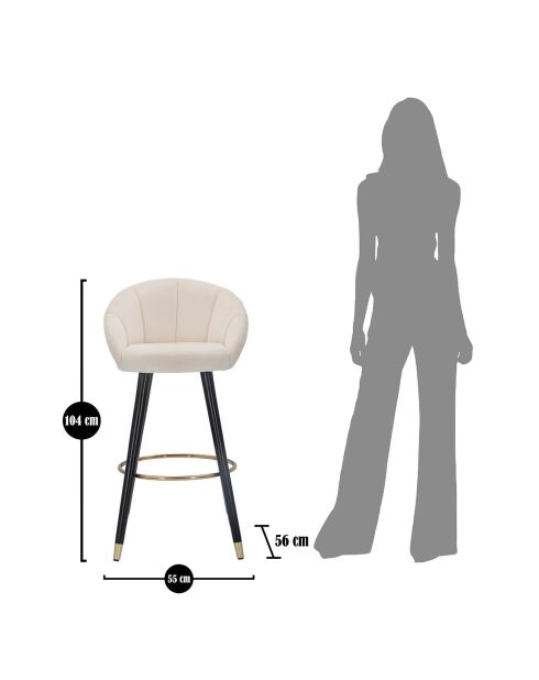 Tabouret de bar prague  crème/doré/noir - 55x56x104 cm