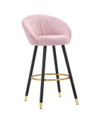 Tabouret de bar prague rose/noir/doré - 55x56x104 cm