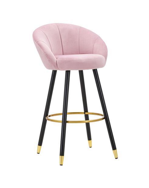 Tabouret de bar prague rose/noir/doré - 55x56x104 cm