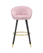 Tabouret de bar prague rose/noir/doré - 55x56x104 cm