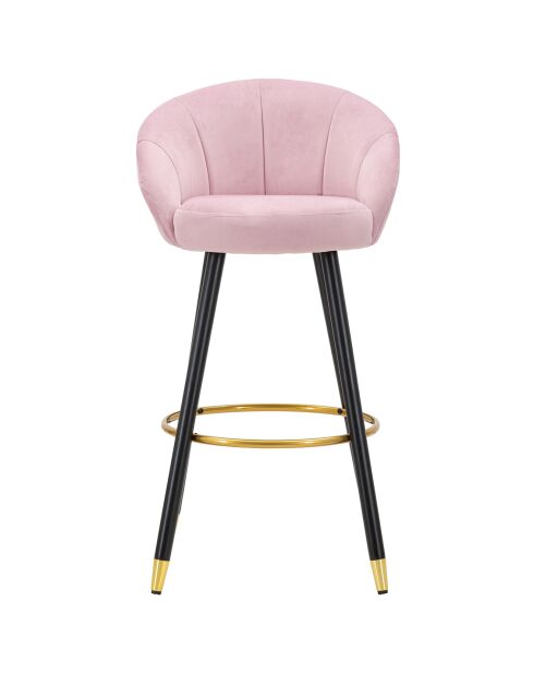 Tabouret de bar prague rose/noir/doré - 55x56x104 cm