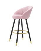 Tabouret de bar prague rose/noir/doré - 55x56x104 cm