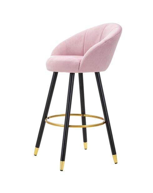 Tabouret de bar prague rose/noir/doré - 55x56x104 cm