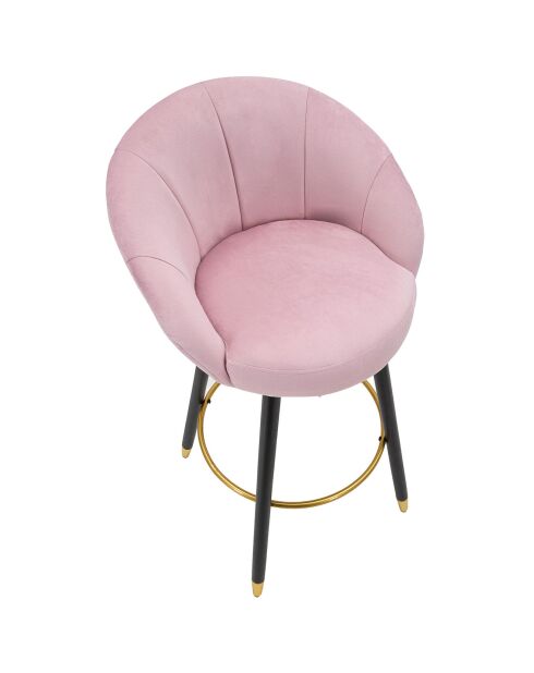 Tabouret de bar prague rose/noir/doré - 55x56x104 cm