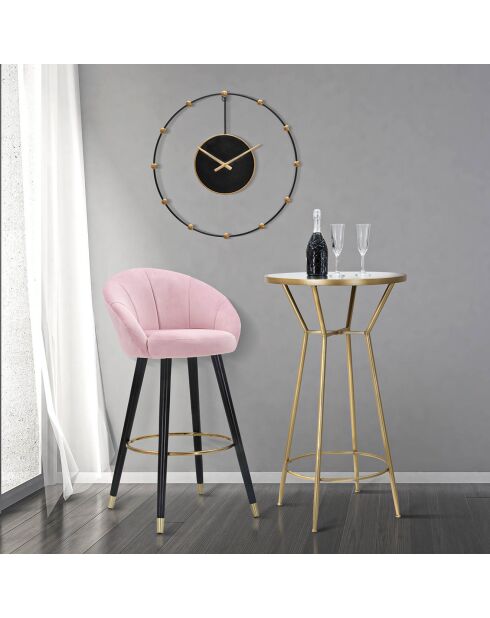 Tabouret de bar prague rose/noir/doré - 55x56x104 cm