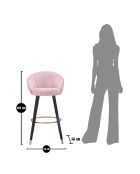 Tabouret de bar prague rose/noir/doré - 55x56x104 cm