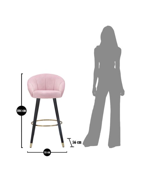 Tabouret de bar prague rose/noir/doré - 55x56x104 cm