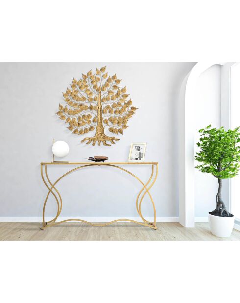 Console en métal sunshine doré/noir - 130x40x75 cm