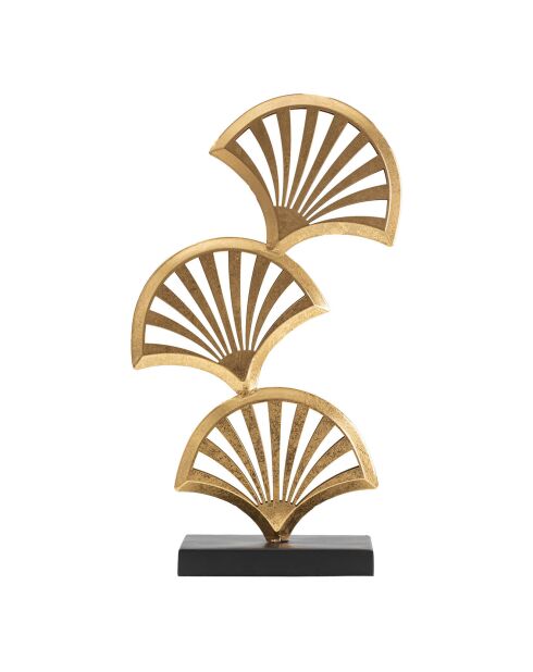Scultura a tre foglie oro/nero - 23,5x10x44 cm