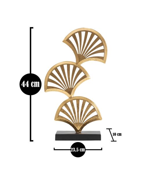 Scultura a tre foglie oro/nero - 23,5x10x44 cm