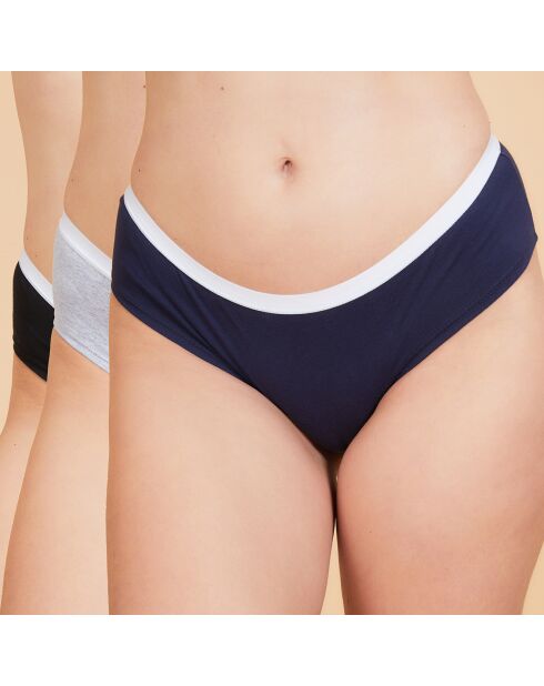3 Culottes Anemone noir/marine/gris