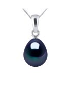 Pendentif Or Blanc & Perle d'Eau Douce poire noire