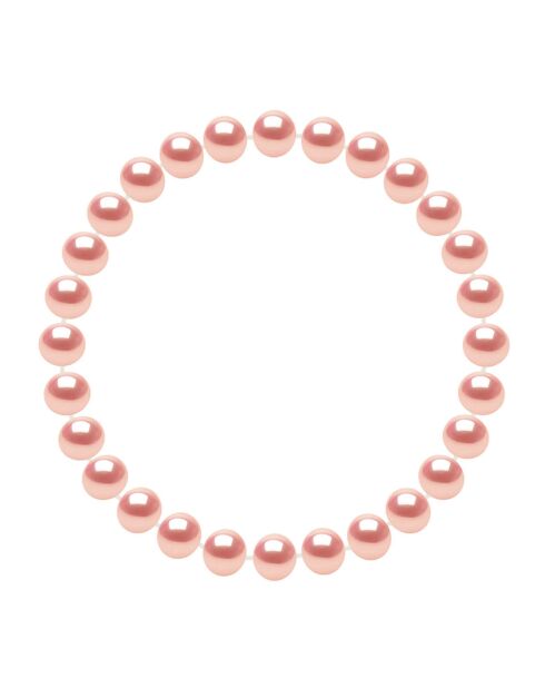 Bracelet Porte Bonheur Perles d'Eau Douce semi-rondes rose naturel