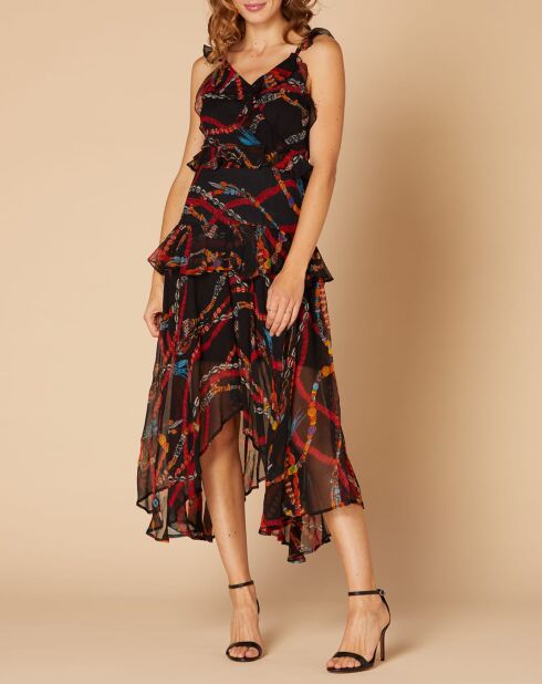 Robe Caftan noir/multicolore